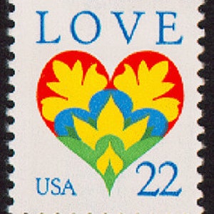 10x AMOR Corazón 1987 22c Sello postal sin usar. ¡Envío gratis! Invitaciones de boda Fuente n.º 1 de sellos postales antiguos con los mejores precios