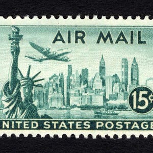 7 sellos postales verdes sin usar de la ESTATUA DE LA LIBERTAD, horizonte del puerto de Nueva York, 1947, 15 c. ¡Envío gratis! Los mejores precios en sellos antiguos.