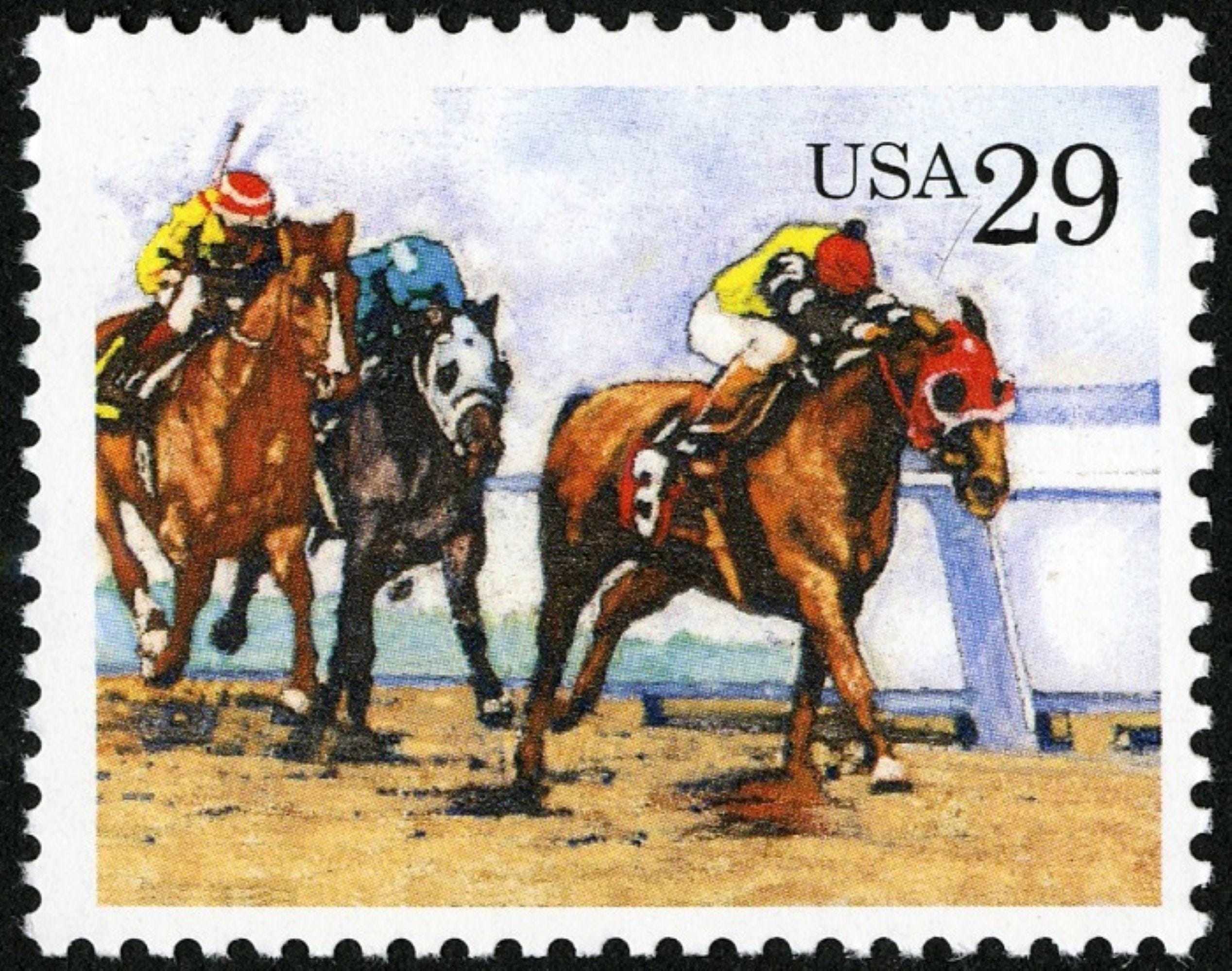 海外紙物　ヴィンテージ Horse Tram チケット　3種　ロール売り 6x HORSE RACING Jockey 1993 29c Unused Postage Stamp Free Shipping