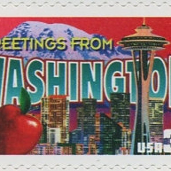 5x WASHINGTON STATE 2002 34c Unused Vintage Postage Stamp. Greetings From America series. Free Shipping!  The Best prices on Vintage stamps