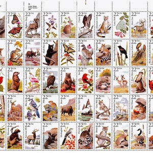 WILDLIFE Conjunto de 50 sellos postales de 22 c de la serie Wildlife de Estados Unidos, sin usar, de 1987. ¡Envío gratis! La fuente número 1. Los mejores precios en sellos antiguos