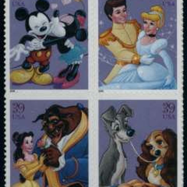 8x DISNEY Romance Mickey Minnie Lady Tramp Cinderella 39c 4 Diff Unused Postage Stamps Free Shipping #1 source Best prices on Vintage stamps