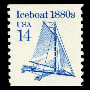 12 sellos postales azules sin usar de 14 c de ICEBOAT Winter Sports 1995. ¡Envío gratis! La fuente número 1. Los mejores precios en sellos antiguos