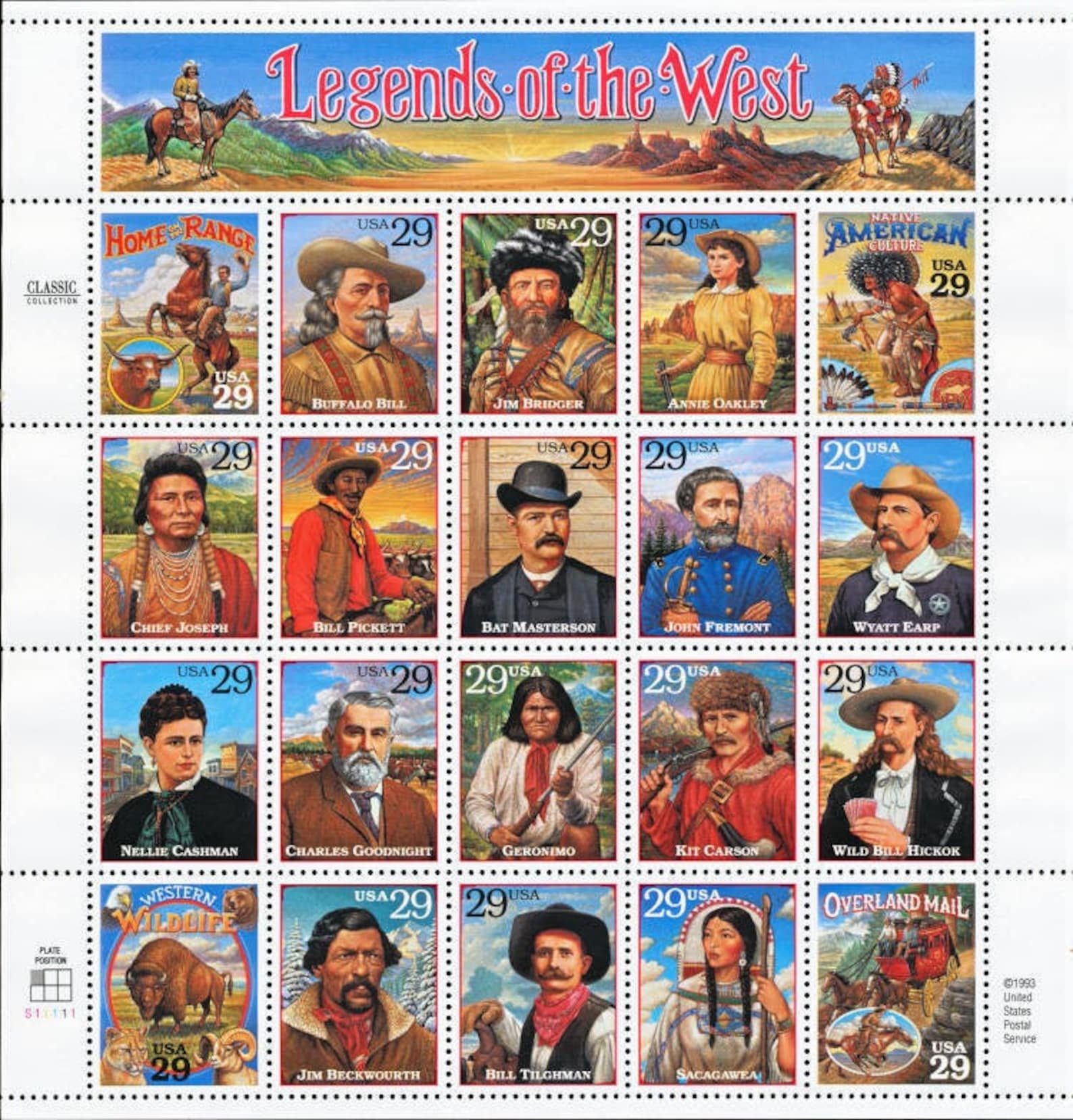 20 Diff LEGENDS of THE WEST Cowboys & Indians 1994 29c Unused - Etsy