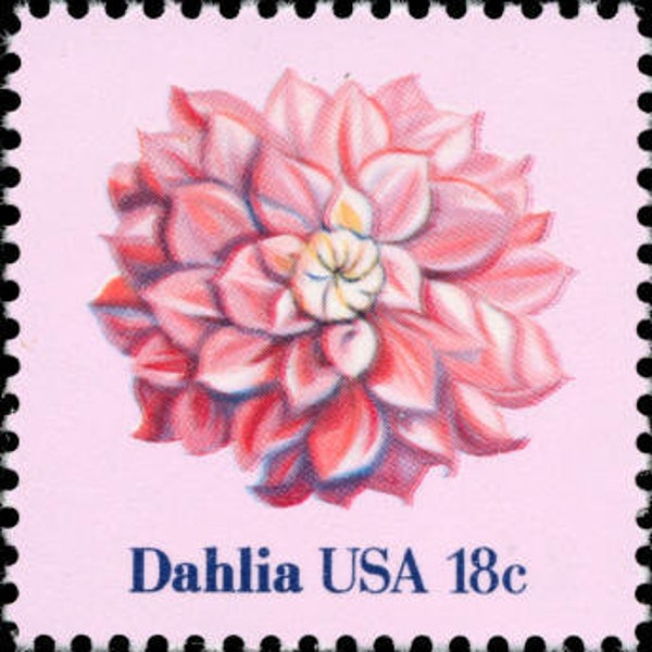 5x DAHLIA PINK FLOWERS Wedding Invitations Botanical 1981 18c Unused Postage Stamps Free Shipping! #1 Source Best Prices on Vintage Stamps