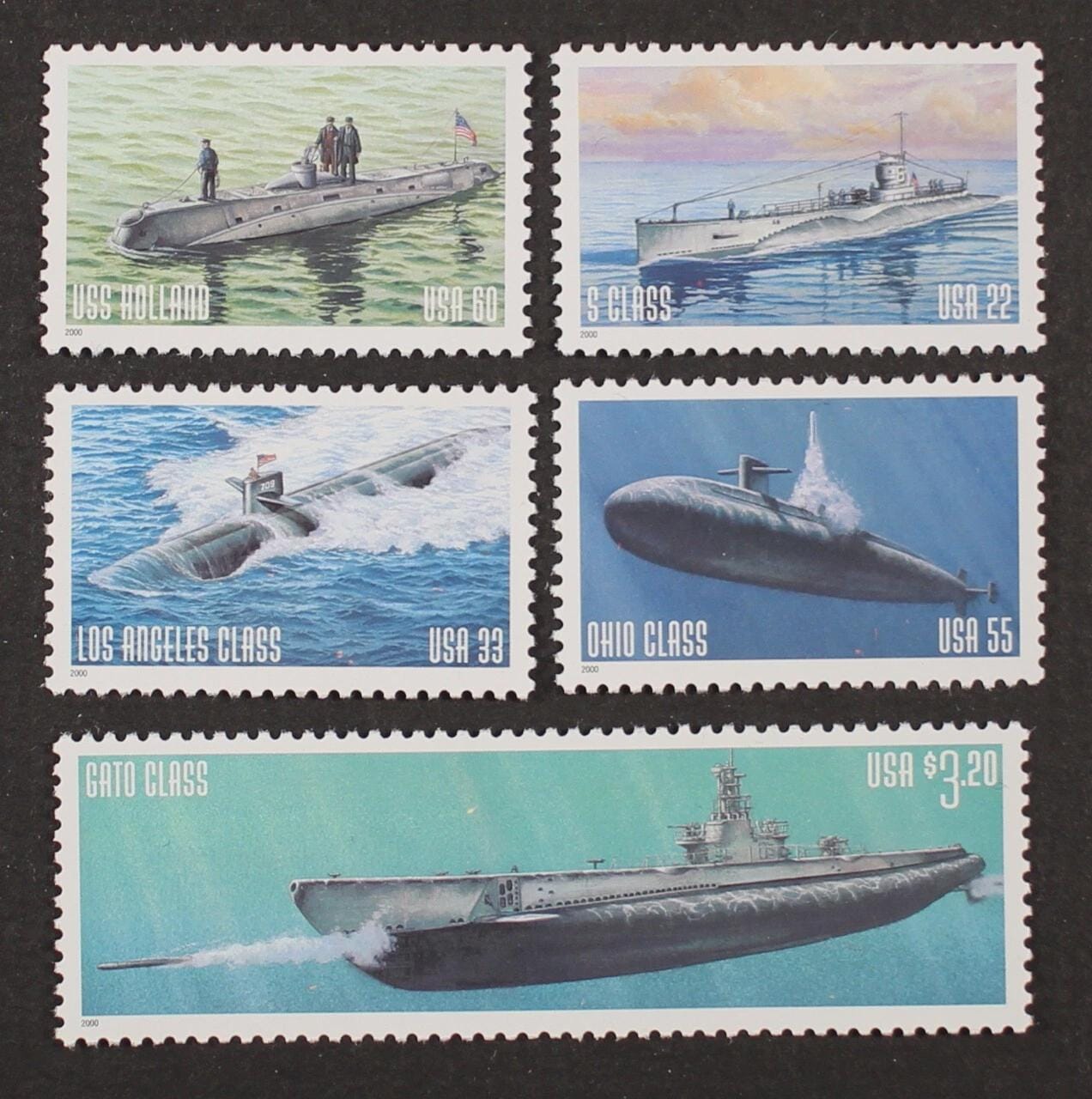 日本ビンテージ切手 海軍潜水艦 ミリタリー 5種類 2000年 33セント 未使用切手 送料無料