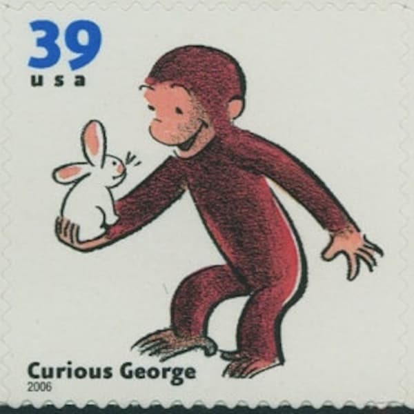 4x CURIOUS GEORGE Children's Book Animals 39c Vintage Postage stamps Free Shipping!  #1 source with the best prices on Vintage stamps