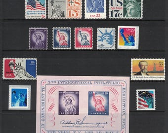 14 diversi francobolli non usati della STATUA DELLA LIBERTÀ del porto di New York Spedizione gratuita! #1 Fonte I migliori prezzi sui francobolli vintage