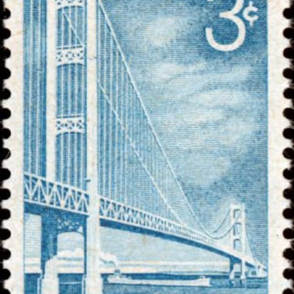 20x MACKINAC BRIDGE Michigan 1958 3c Unused Vintage Postage Stamp Free Shipping!  Your #1 source with the Best prices on Vintage stamps