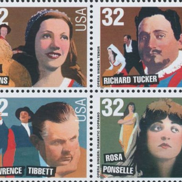 8x OPERA SINGERS Pons Tucker Tibbett Ponselle 4 Diff 1997 32c Unused Postage Stamps Free Shipping! #1 Source Best prices on Vintage stamps