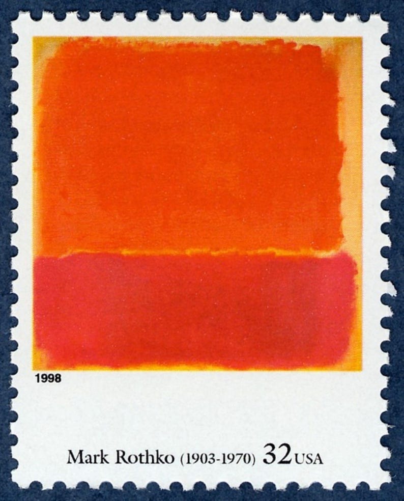 Mark Rothko Price 4x MARK ROTHKO #12 Artist PAINTING 1998 32c Orange Unused Postage Stamp ...
