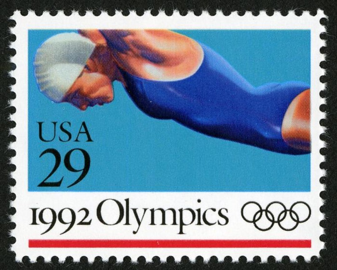 オリンピック切手です。 水泳オリンピック 1992年夏季 29セント 青 未使用ヴィンテージ切手 7枚