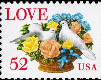 4x LOVE Doves & Roses 1994 52c ongebruikte vintage postzegel gratis verzending! Huwelijksuitnodigingen! #1 Bron Beste prijzen voor vintage postzegels
