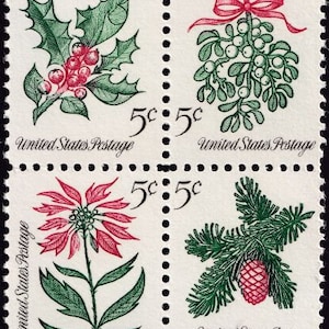 Set of 3 Stamps: HOLIDAY GLOBAL FOREVER Series Wreath & Poinsettia