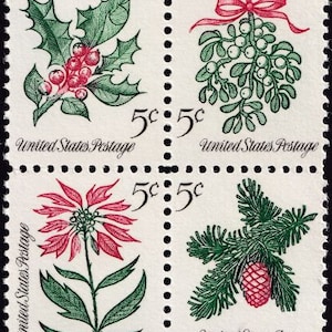 20x NAVIDAD 1964 Plantas de muérdago, acebo y flor de pascua 4 sellos postales diferentes de 5 c sin usar ¡Envío gratis! La fuente n.° 1 Los mejores precios en sellos antiguos