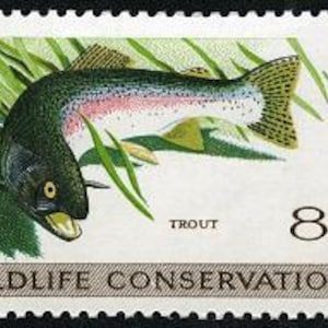 10 sellos postales antiguos sin usar TROUT FISH Wildlife Conservation 1971 8c ¡Envío gratis! ¡La fuente número 1! Los mejores precios en sellos antiguos