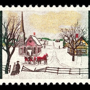 25 sellos postales de 1969, "Navidad, Maine, Domingo de Invierno, Pintura Nevada", 6 centavos, verde, sin usar. ¡Envío gratis! Los mejores precios en sellos antiguos.