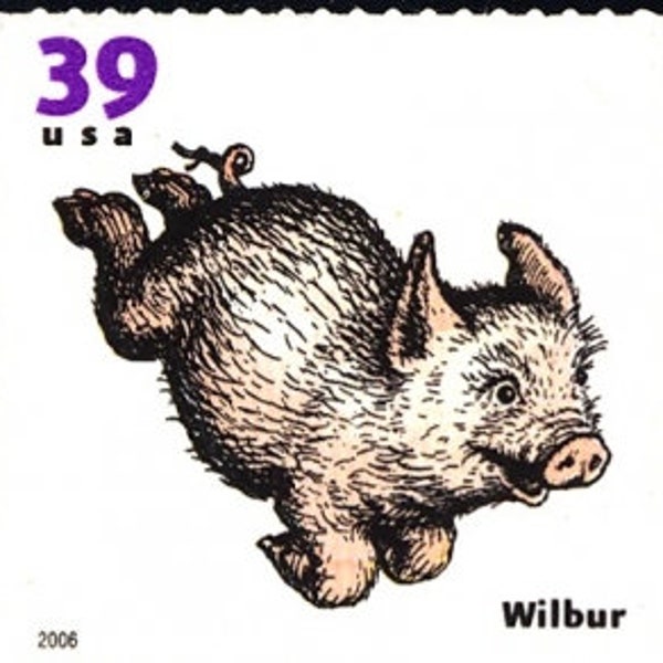4x WILBUR THE PIG Children's Book Animals 39c Vintage Postage stamps Free Shipping!  #1 source with the best prices on Vintage stamps