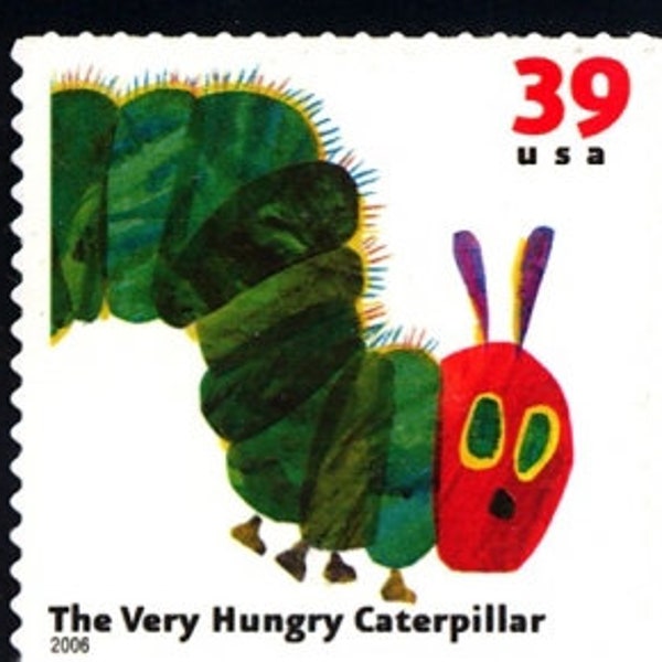 4x VERY HUNGRY CATERPILLAR  Children's Book Animals 39c Vintage Postage stamps Free Shipping!  #1 source Best prices on Vintage stamps