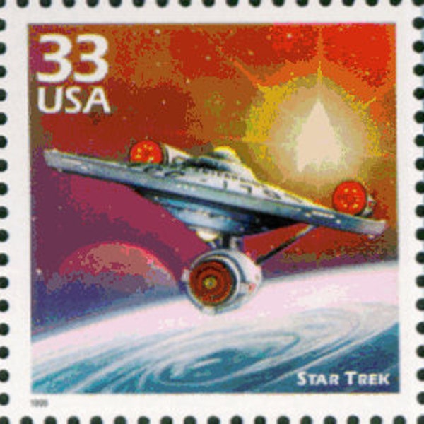 3x STAR TREK Trekkies TV Movies Starship Enterprise 1960's 33c Unused Postage Stamps. Free Shipping #1 Source Best prices on Vintage stamps