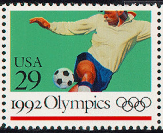 6x 1992 SOCCER Olympics World Cup Futbol 29c Green Unused Postage Stamps.  Free Shipping! #1 source with The best prices on Vintage stamps
