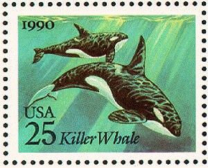 8x クジラとイルカ シーライフ 1990 25セント 未使用郵便切手