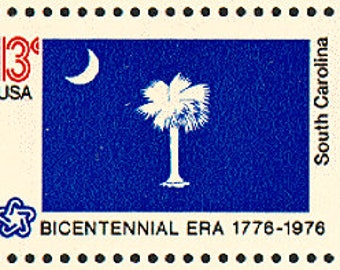 切手100 サウスカロライナ州旗 1976 13セント 未使用ヴィンテージ切手 10