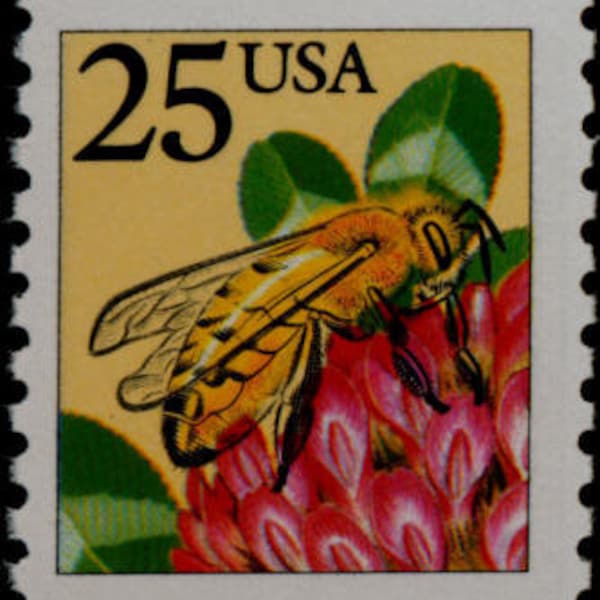 6x HONEYBEES Bees 1988 25c Vintage postage stamp  Free Shipping! Your #1 source with the best prices on Vintage stamps