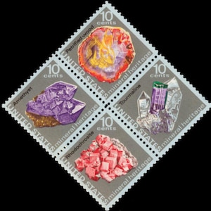 2Ox MINERALS GEMS Mining Amethyst Tourmaline 4 Diff 1974 10c Sellos postales sin usar. ¡Envío gratis! La fuente número 1 Los mejores precios en sellos antiguos