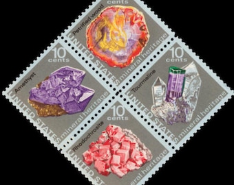 2Ox MINERALS GEMS Mining Amethyst Tourmaline 4 Diff 1974 10c Unused Postage Stamps. Free Shipping! #1 source Best prices on Vintage stamps