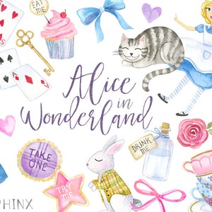 Alice au pays des merveilles Clipart - France Aquarelle Alice au pays des merveilles - Cheshire Cat, Tea Party - Fairytale - Instant Download PNG fichiers