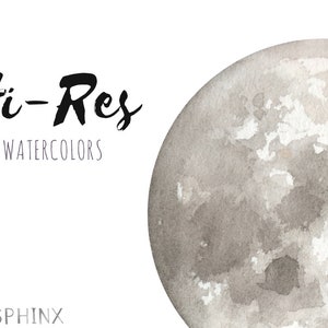 Watercolor Moon Phases Clipart Lunar Graphics Hand-Painted moons Instant Download Printable Digital Clip Art image 2