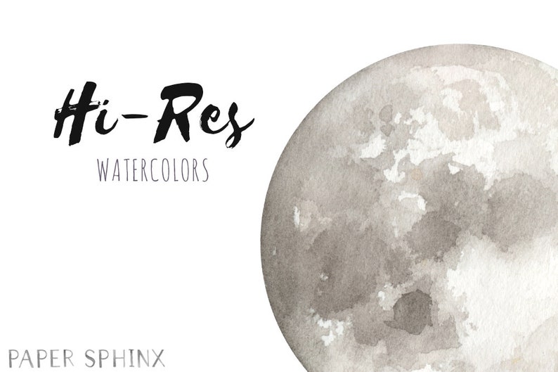 Watercolor Moon Phases Clipart Lunar Graphics Hand-Painted moons Instant Download Printable Digital Clip Art image 2