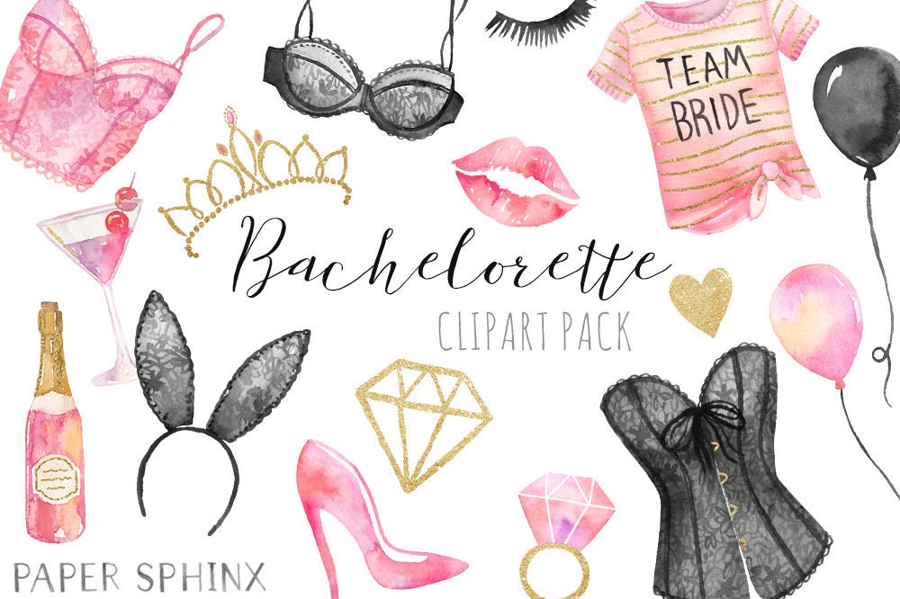 Watercolor Bachelorette Clipart Pretty Lingerie Bridal - Etsy UK