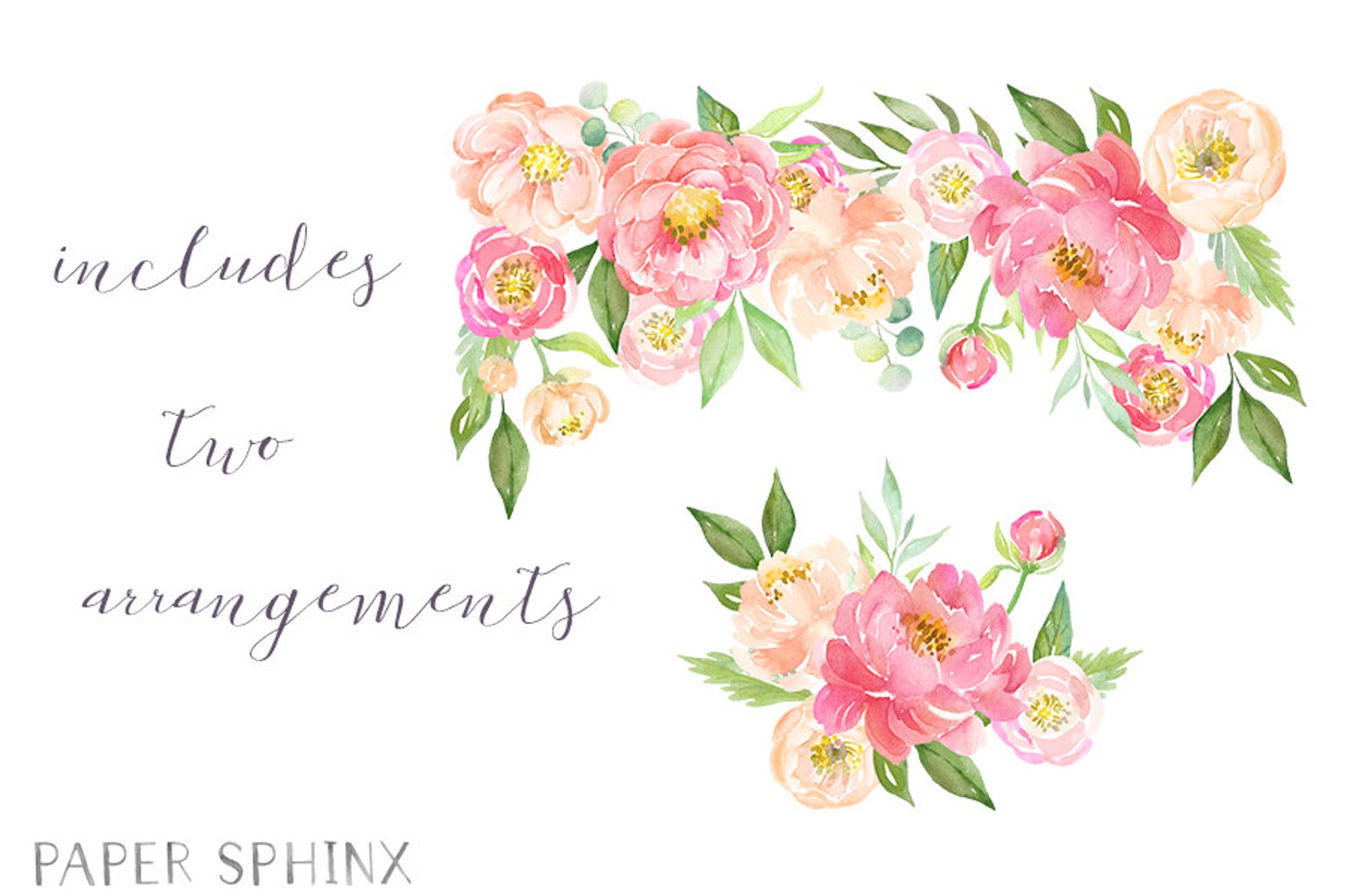 Watercolor Peonies Clipart | Spring Wedding Flowers - Coral and Blush ...