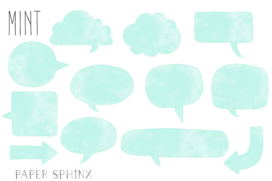Watercolor Speech Bubbles Clipart | Comic Speech and Thought Bubbles ...