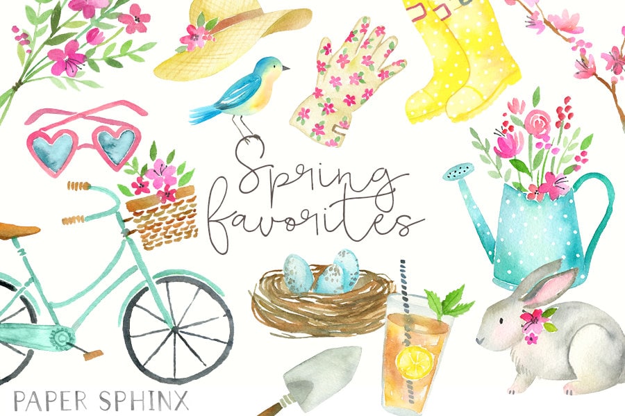 Watercolor Spring Clipart Spring Clip Art Flowers Spring - Etsy UK