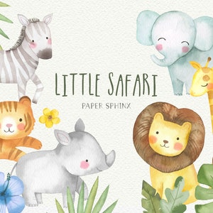 Acuarela Safari Clipart - Bebé Safari Animales, León, Tigre, Jirafa, Rhino, Cebra, Elefante Bebés - Instantánea Descargar Gráficos De Imágenes Prediseñadas