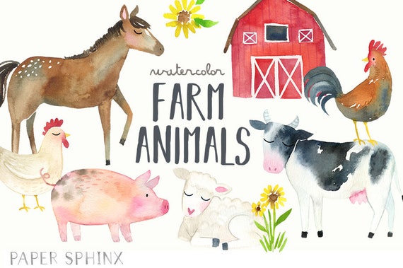18+ Watercolor Animals Farm