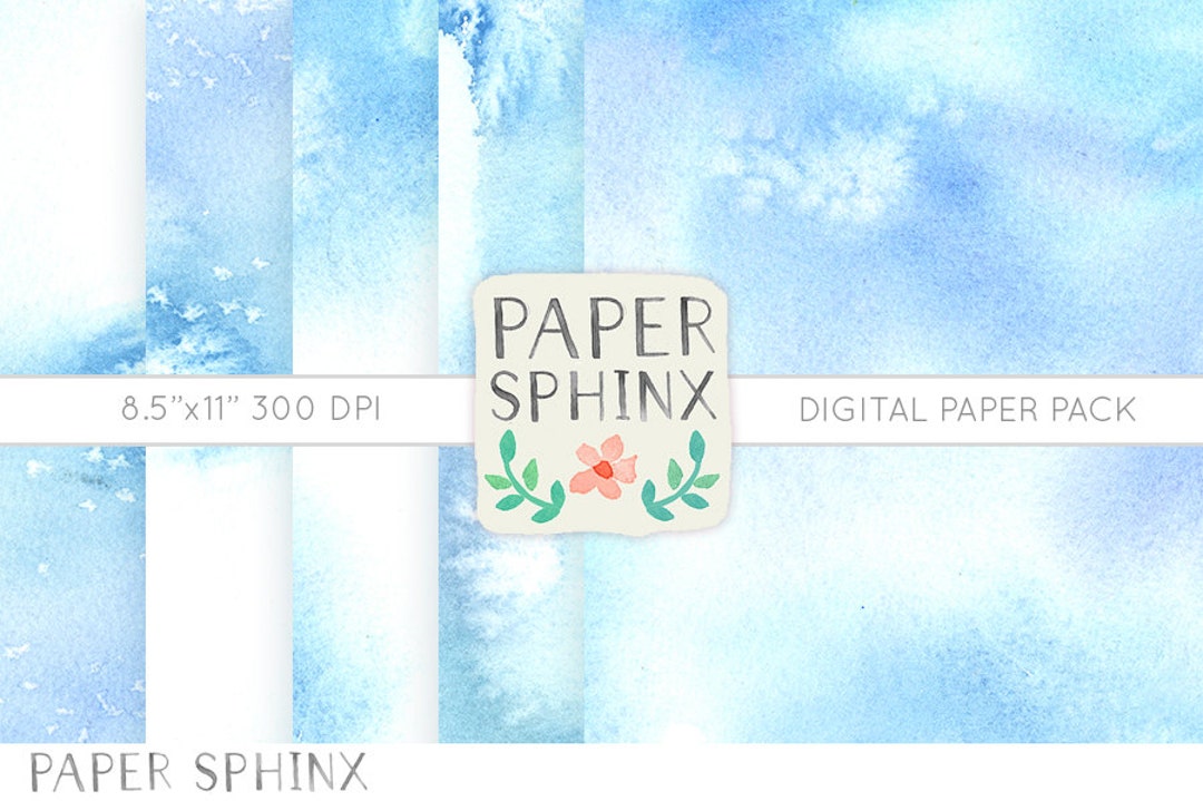 Blue Soothing Sea Digital Watercolor Paper Printable Background  Scrapbooking, Invitation 8.5 X 11 Light Blue Teal 