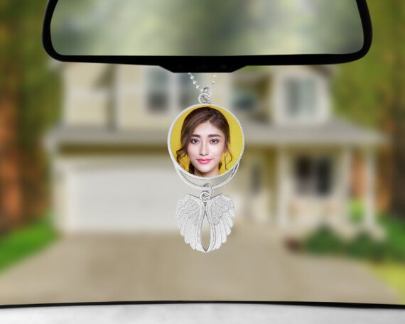 Buy Customized Double sided Car Mirror Ornament With Angel Wings