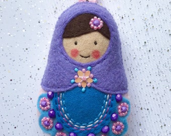 Matryoshka, babushka, russian doll, Keychain Felt