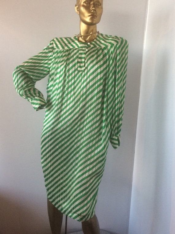 sz med vintage 1980s diagonal stripe silk dress ,… - image 1