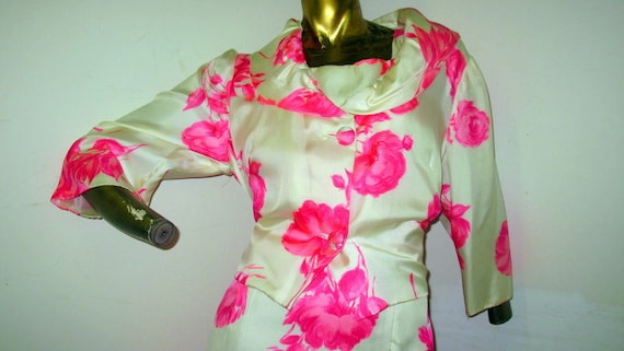 vintage 1960s long silk evening dress-short fitte… - image 3