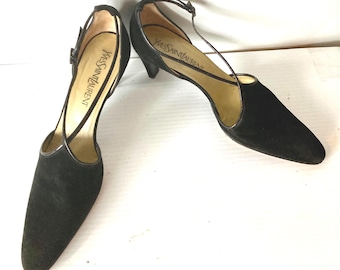 Escarpins D'Orsay en daim Yves Saint Laurent : talons hauts vintage des années 90, taille 9