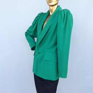 Vintage 80s EMANUEL UNGARO Green Tailored Wool Jacket for Women,Womens Italian Fashion & French Elegant Jacket 1980s-sustainable fashion image 6