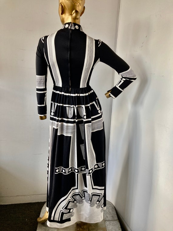 SZ XS vintage 1970s  long dress - bold op art pri… - image 7