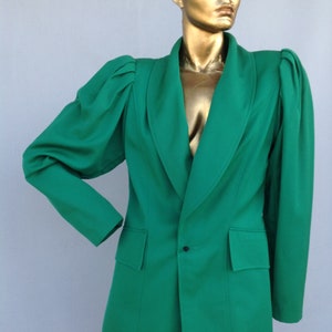 Vintage 80s EMANUEL UNGARO Green Tailored Wool Jacket for Women,Womens Italian Fashion & French Elegant Jacket 1980s-sustainable fashion image 3