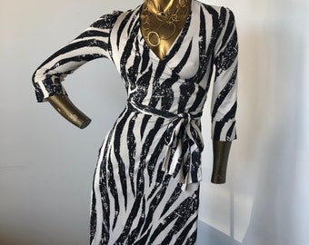 Robe Diane Von Furstenberg - Imprimé Zèbre Noir Et Blanc - Taille L - Neuve Avec étiquette