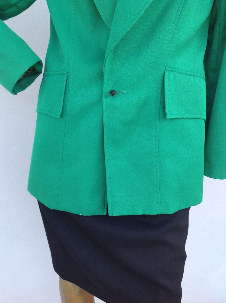 Vintage 80s EMANUEL UNGARO Green Tailored Wool Jacket for Women,Womens Italian Fashion & French Elegant Jacket 1980s-sustainable fashion image 5